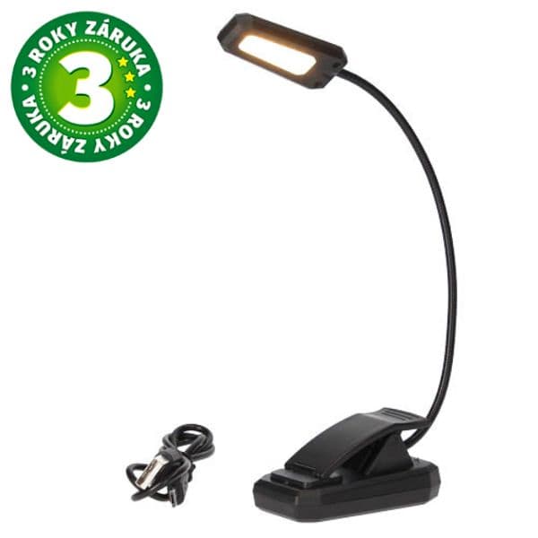 LED lampička s klipem na noční čtení